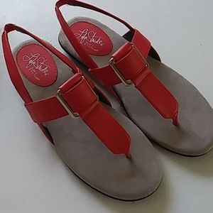 Red lifestride strappy sandals as 8 NEW